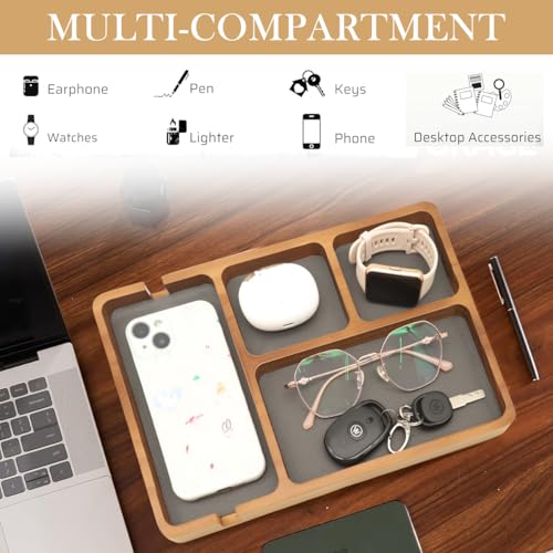 Climberty® Valet Tray with Leather Inlay Nightstand Desk Organizer EDC Essentials Catchall for Keys Phone Wallet Watch Earbuds 3PCS Climberty® Valet Tray with Leather Inlay Nightstand Desk Organizer EDC Essentials Catchall for Keys Phone Wallet Watch Earbuds 3PCS